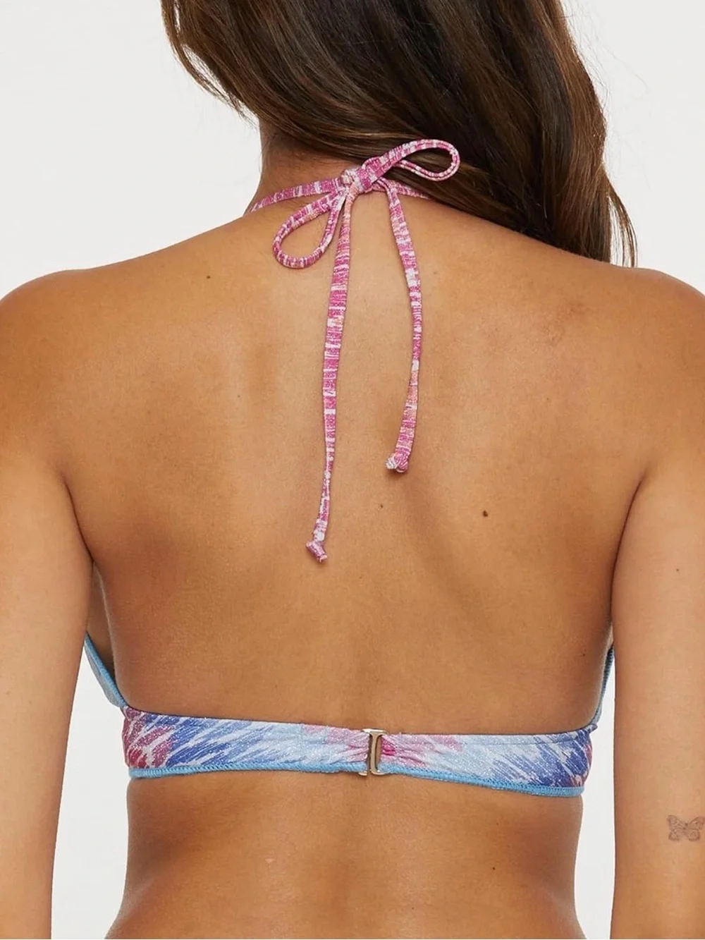BECCA Bikini Set Size L Halter Triangle Top Pink Tie Side Bottom Joshua Tree NWT